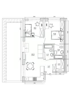 2-к квартира, вторичка, 82м2, 7/8 этаж