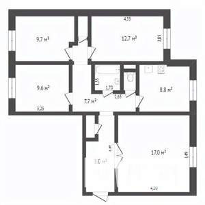 4-к квартира, вторичка, 78м2, 1/9 этаж