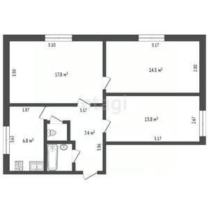 3-к квартира, вторичка, 65м2, 5/5 этаж