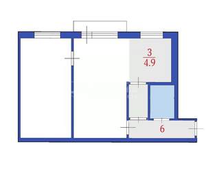 2-к квартира, вторичка, 43м2, 5/5 этаж