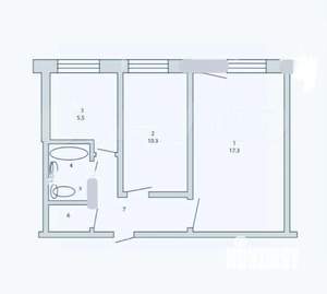 2-к квартира, вторичка, 44м2, 5/5 этаж