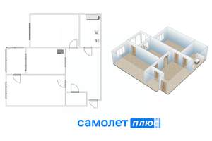 3-к квартира, вторичка, 66м2, 5/5 этаж
