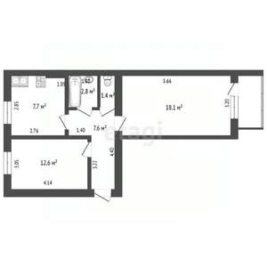 2-к квартира, вторичка, 50м2, 1/9 этаж