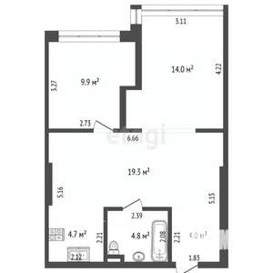 3-к квартира, вторичка, 57м2, 2/14 этаж