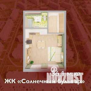 1-к квартира, строящийся дом, 36м2, 2/8 этаж