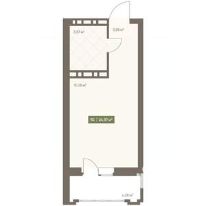 Студия квартира, вторичка, 25м2, 6/16 этаж