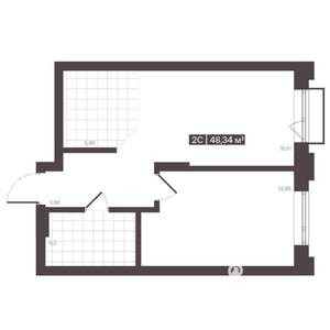 2-к квартира, вторичка, 48м2, 7/16 этаж