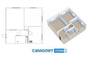 2-к квартира, вторичка, 56м2, 1/5 этаж