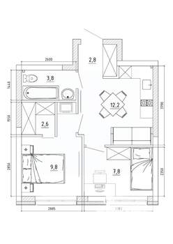 2-к квартира, вторичка, 41м2, 2/8 этаж