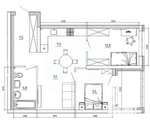 2-к квартира, вторичка, 63м2, 5/8 этаж