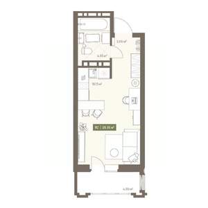 Студия квартира, строящийся дом, 28м2, 2/16 этаж