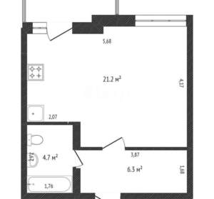 1-к квартира, вторичка, 32м2, 15/16 этаж