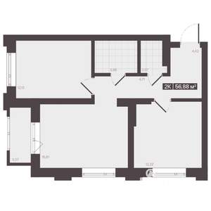 2-к квартира, вторичка, 57м2, 6/16 этаж