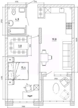 2-к квартира, вторичка, 52м2, 5/15 этаж