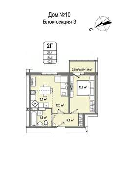 2-к квартира, вторичка, 41м2, 12/16 этаж