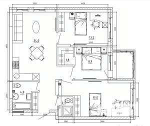 3-к квартира, вторичка, 86м2, 12/15 этаж