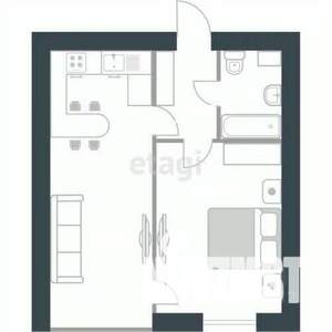1-к квартира, вторичка, 44м2, 12/16 этаж