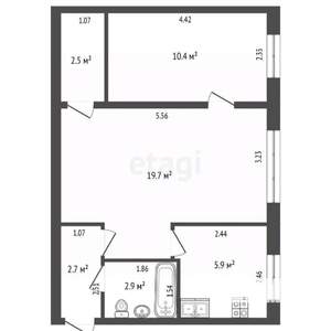 2-к квартира, вторичка, 44м2, 1/3 этаж