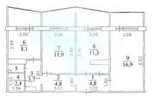 3-к квартира, вторичка, 65м2, 2/16 этаж