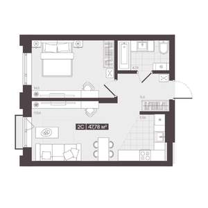 2-к квартира, вторичка, 48м2, 12/16 этаж