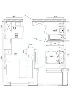 2-к квартира, вторичка, 43м2, 6/8 этаж