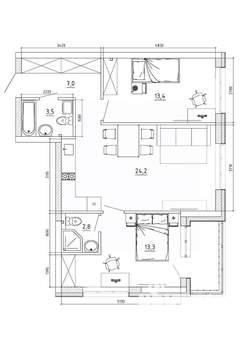 3-к квартира, вторичка, 70м2, 2/8 этаж