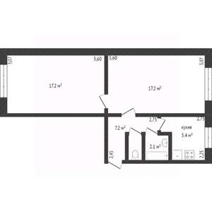 2-к квартира, вторичка, 43м2, 1/5 этаж