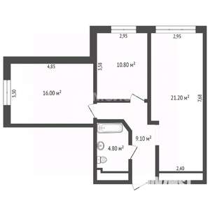 3-к квартира, вторичка, 65м2, 2/5 этаж