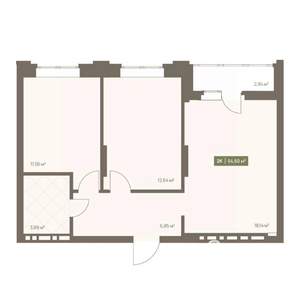 2-к квартира, вторичка, 55м2, 7/16 этаж