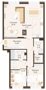 3-к квартира, вторичка, 102м2, 4/7 этаж