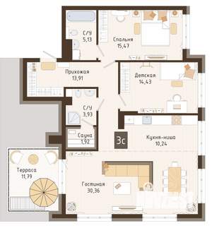 3-к квартира, вторичка, 96м2, 7/7 этаж