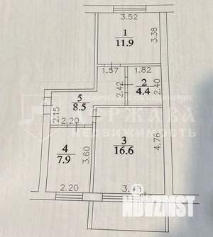 2-к квартира, вторичка, 50м2, 4/5 этаж