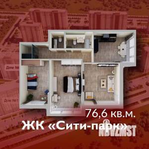 3-к квартира, строящийся дом, 77м2, 15/15 этаж