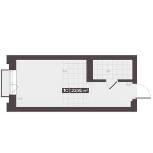1-к квартира, строящийся дом, 24м2, 2/16 этаж