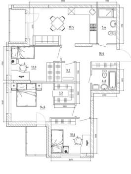 4-к квартира, вторичка, 98м2, 15/15 этаж