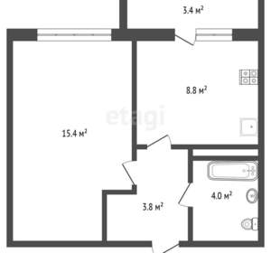 1-к квартира, сданный дом, 32м2, 12/12 этаж