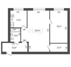 2-к квартира, вторичка, 44м2, 4/5 этаж