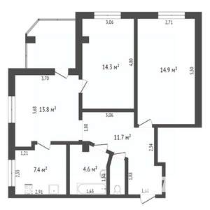 3-к квартира, вторичка, 84м2, 10/10 этаж