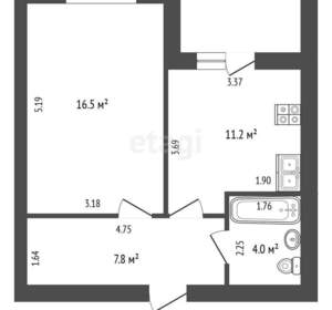 1-к квартира, вторичка, 40м2, 12/12 этаж