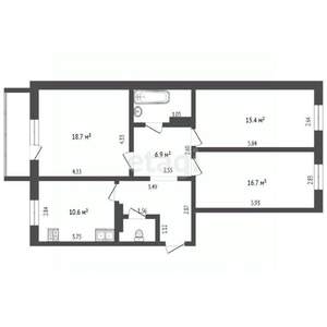 3-к квартира, вторичка, 84м2, 5/9 этаж