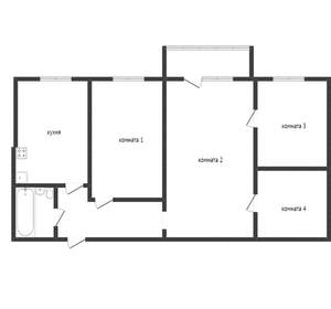4-к квартира, вторичка, 60м2, 5/5 этаж