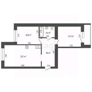 3-к квартира, вторичка, 58м2, 7/14 этаж