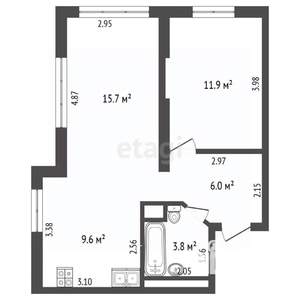 2-к квартира, вторичка, 47м2, 2/5 этаж