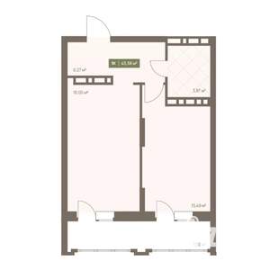 1-к квартира, вторичка, 43м2, 6/16 этаж