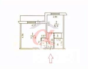 1-к квартира, вторичка, 34м2, 2/9 этаж