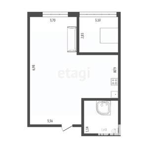 2-к квартира, вторичка, 54м2, 14/16 этаж
