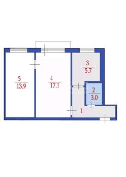 2-к квартира, вторичка, 45м2, 2/2 этаж