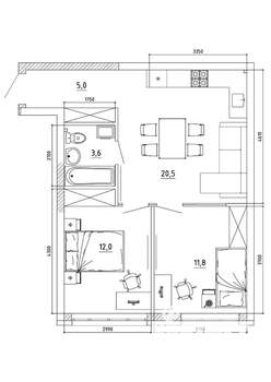 2-к квартира, вторичка, 55м2, 3/8 этаж