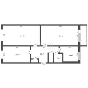 3-к квартира, вторичка, 61м2, 3/5 этаж