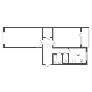 2-к квартира, вторичка, 46м2, 3/5 этаж